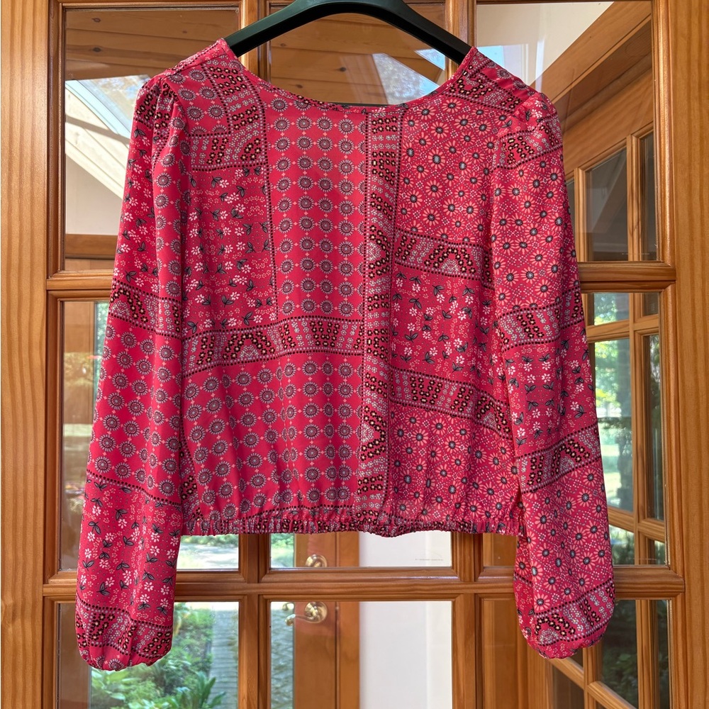 Loft Floral Pink Multi Patchwork Boho Cropped Wom… - image 1